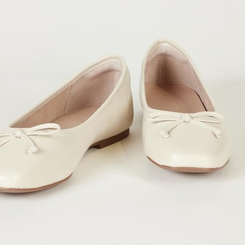 The Drop Women's Pepper Ballet Flat with Bow, Bone, 8.5