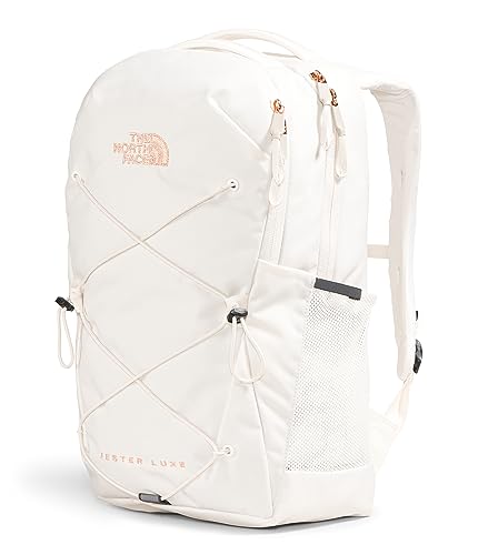 THE NORTH FACE Women's Jester Luxe Everyday Laptop Backpack, Gardenia White/Burnt Coral Metallic, One Size