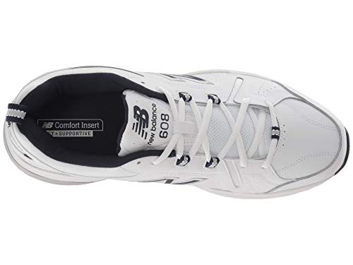 New Balance Men's 608 V5 Casual Comfort Cross Trainer, White/Navy, 8.5