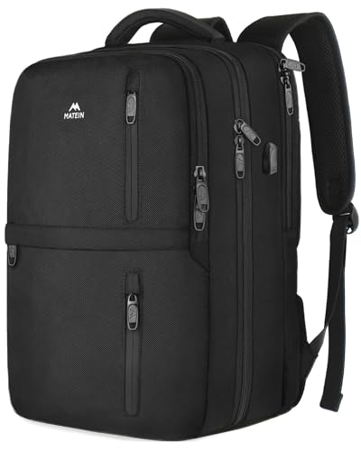 MATEIN Carry on Backpack, Extra Large 40L Flight Approved Travel Laptop Backpack with USB Port, 17 Inch Water Resistant Luggage Computer Daypack College Overnight Weekender Bag for Men & Women, Black