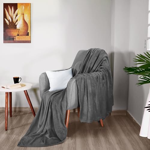 Utopia Bedding Fleece Blanket Queen Size Grey 300GSM Luxury Bed Blanket Anti-Static Fuzzy Soft Blanket Microfiber (90x90 Inches)