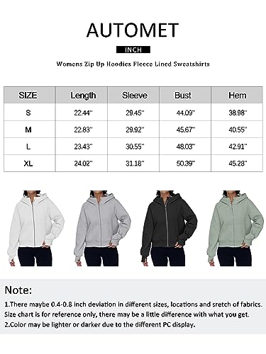 AUTOMET Womens Zip Up Hoodies Fleece Jackets Oversized Sweatshirts Fall Fashion Outfits 2024 Sweaters Winter Clothes Grey L