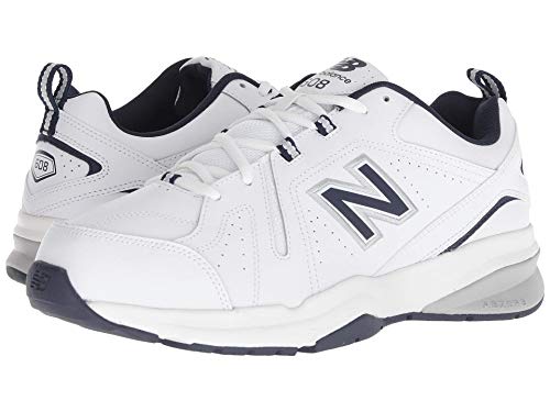 New Balance Men's 608 V5 Casual Comfort Cross Trainer, White/Navy, 8.5