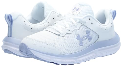 Under Armour Women's Charged Assert 10, (109) White/White/Metallic Celeste, 8, US