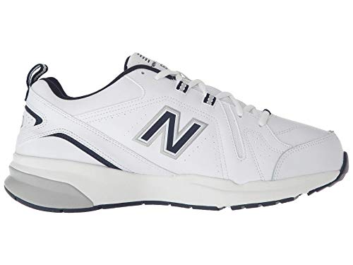 New Balance Men's 608 V5 Casual Comfort Cross Trainer, White/Navy, 8.5