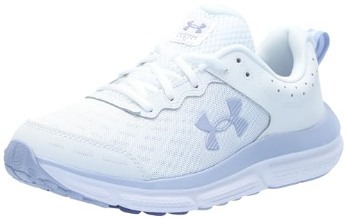 Under Armour Women's Charged Assert 10, (109) White/White/Metallic Celeste, 8, US