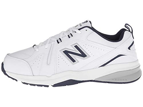 New Balance Men's 608 V5 Casual Comfort Cross Trainer, White/Navy, 8.5