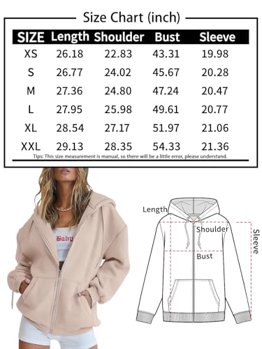 Trendy Queen Hoodies for Women Fall Clothes 2024 Zip up Oversized Sweatshirt Fleece Jackets Long Sleeve Comfy Winter Coats Clothes Teen Girls Fashion Cute Y2K Clothing Grey