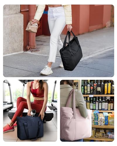 BAGSMART Tote Bag for Women, Foldable Tote Bag With Zipper Large Shoulder Bag Top Handle Handbag for Travel, Work