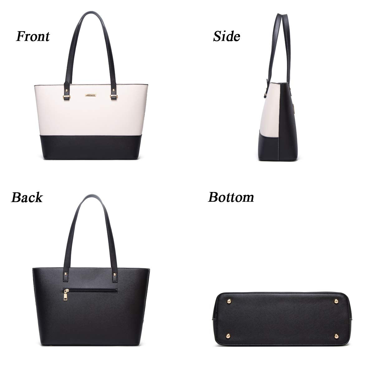 Women Fashion Synthetic Leather Handbags Tote Bag Shoulder Bag Top Handle Satchel Purse Set 4pcs