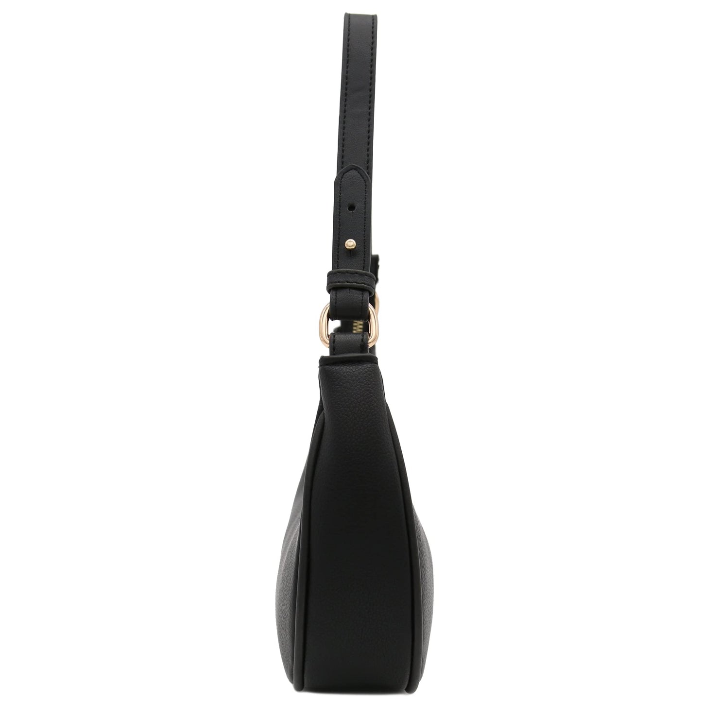 FashionPuzzle Small Crescent Shoulder Bag Underarm Purse (Black)