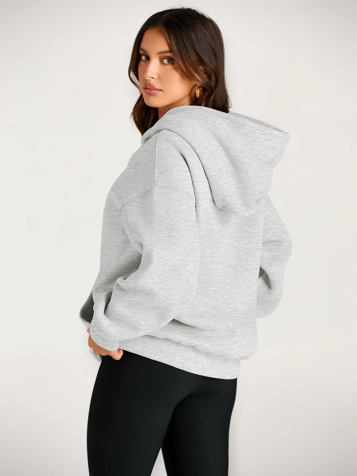 Trendy Queen Hoodies for Women Oversized Sweatshirts Cute Long Sleeve Shirts Sweaters Fleece Loose Fit Casual Pullover Fall Clothes Winter Outfits Y2k Fashion 2024 Grey M