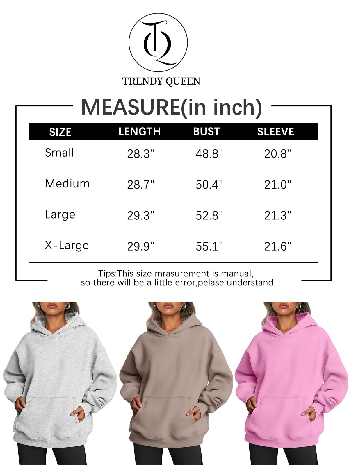 Trendy Queen Hoodies for Women Oversized Sweatshirts Cute Long Sleeve Shirts Sweaters Fleece Loose Fit Casual Pullover Fall Clothes Winter Outfits Y2k Fashion 2024 Grey M