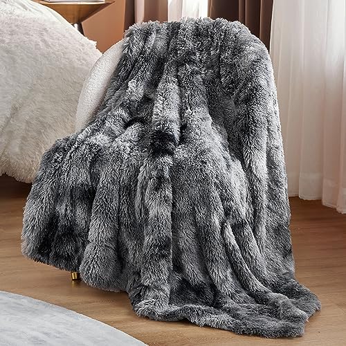 Bedsure Ultra Soft Throw Blanket, Fuzzy Fluffy Blankets & Throws - Sherpa Fleece Faux Fur Blanket for Couch, Bed, Sofa, Cozy Plush Warm Thick Furry Shaggy Blanket Gifts for Women, Men, 50x60, 640 GSM