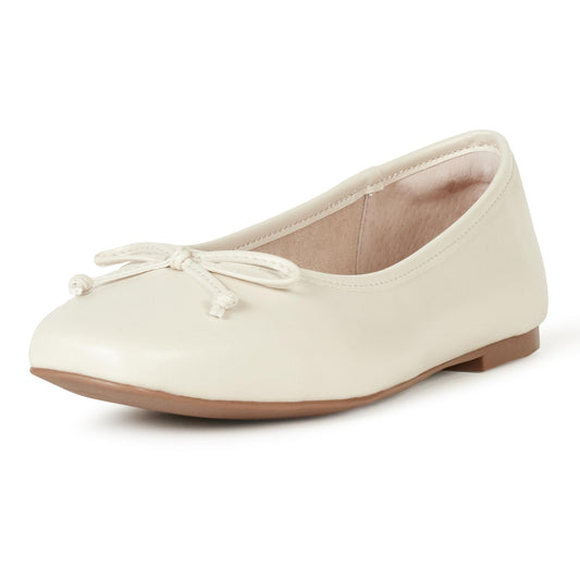 The Drop Women's Pepper Ballet Flat with Bow, Bone, 8.5