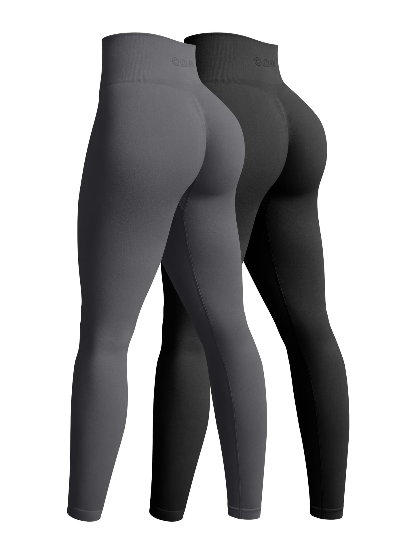 OQQ Women's 2 Piece Yoga Legging Seamless Workout High Waist Butt Liftings Athletic Leggings Black Darkgrey