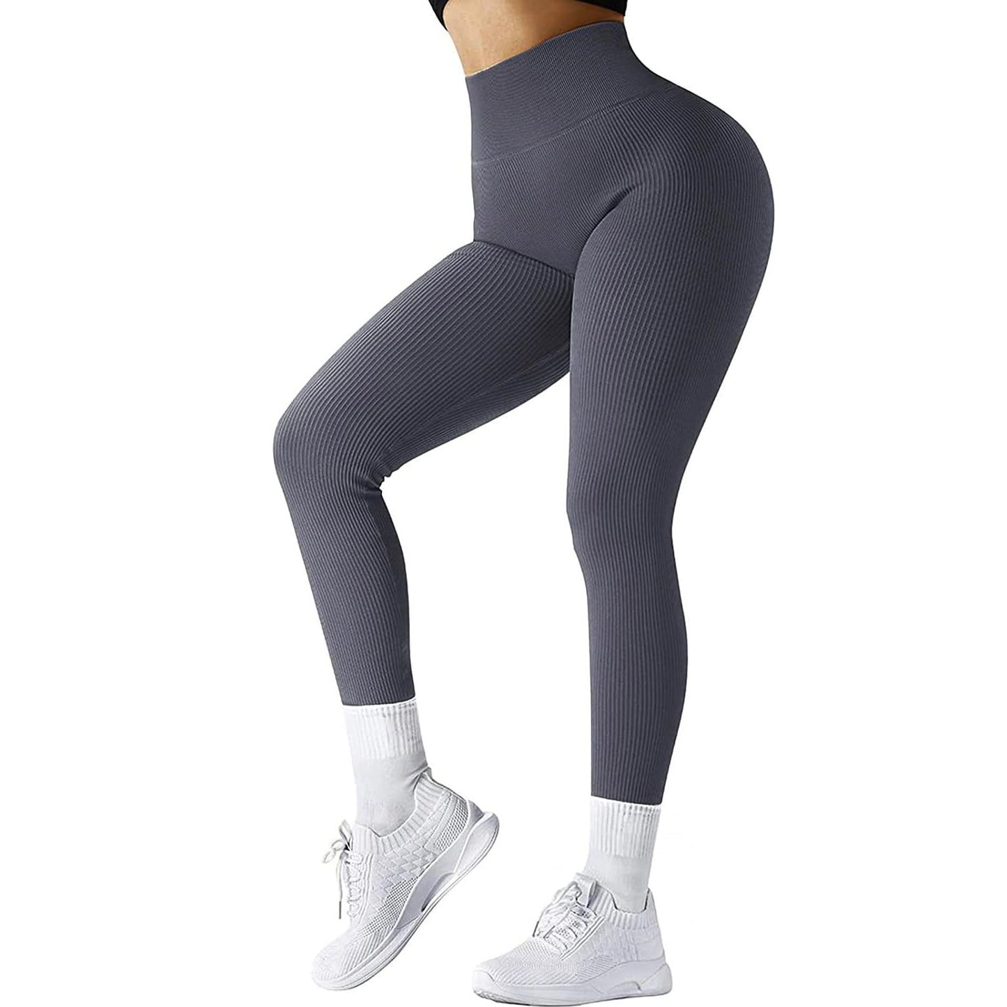 OIERD 4 Piece Workout Sets For Women Ribbed Leggings Clothes Yoga Sets Active Wear Cute Matching Work Out Sets Gym Pilates Outfits For Women Set Grey,M