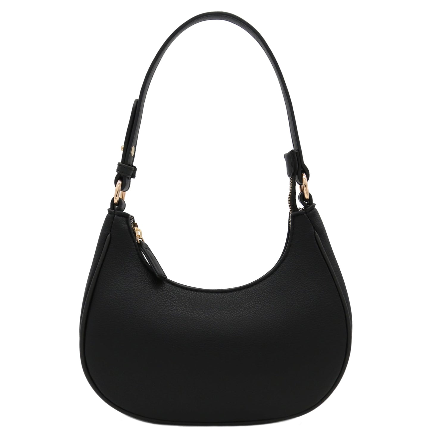 FashionPuzzle Small Crescent Shoulder Bag Underarm Purse (Black)