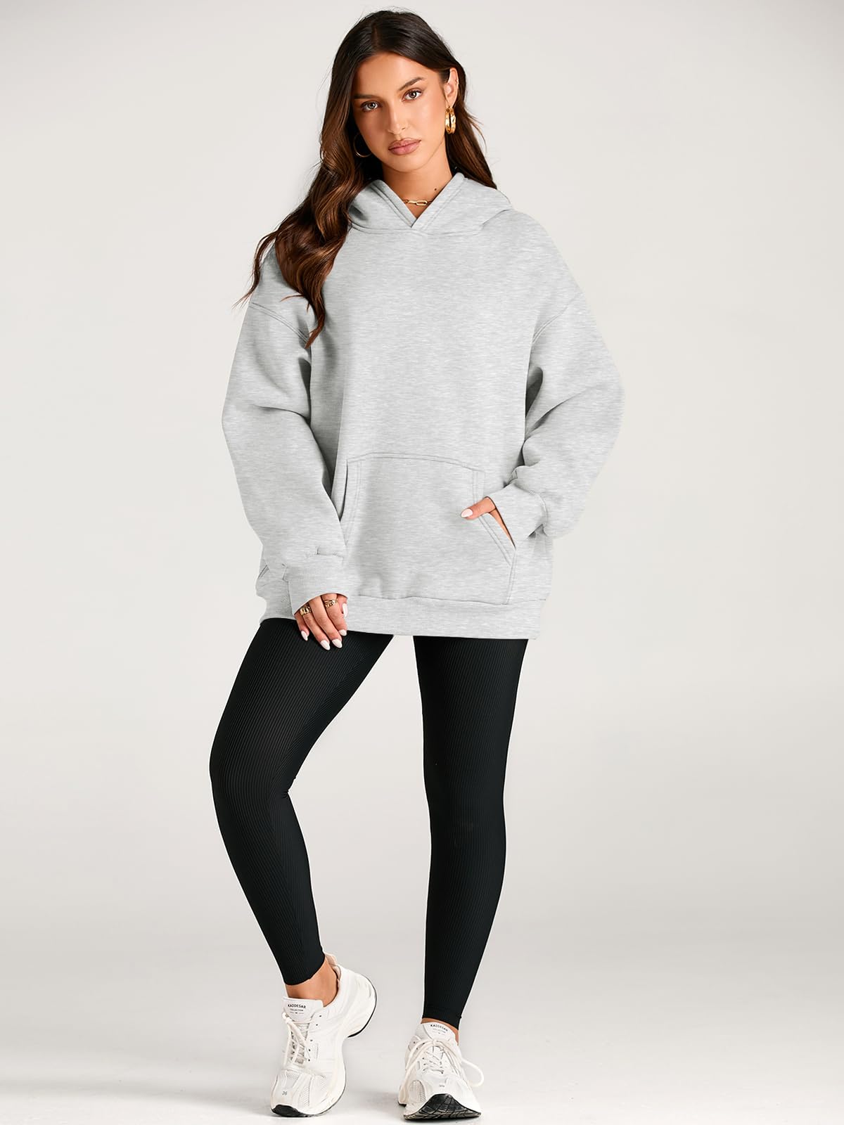 Trendy Queen Hoodies for Women Oversized Sweatshirts Cute Long Sleeve Shirts Sweaters Fleece Loose Fit Casual Pullover Fall Clothes Winter Outfits Y2k Fashion 2024 Grey M