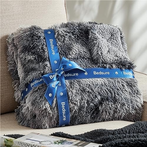 Bedsure Ultra Soft Throw Blanket, Fuzzy Fluffy Blankets & Throws - Sherpa Fleece Faux Fur Blanket for Couch, Bed, Sofa, Cozy Plush Warm Thick Furry Shaggy Blanket Gifts for Women, Men, 50x60, 640 GSM