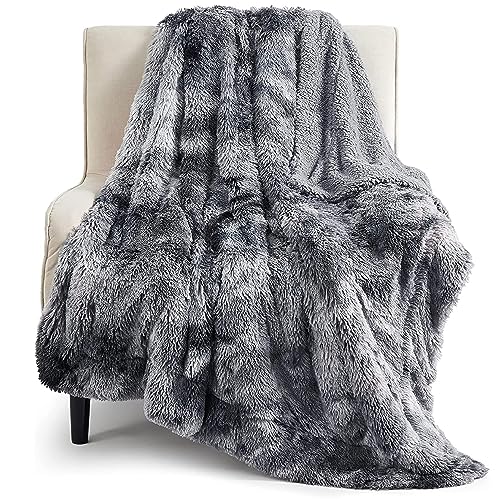 Bedsure Ultra Soft Throw Blanket, Fuzzy Fluffy Blankets & Throws - Sherpa Fleece Faux Fur Blanket for Couch, Bed, Sofa, Cozy Plush Warm Thick Furry Shaggy Blanket Gifts for Women, Men, 50x60, 640 GSM