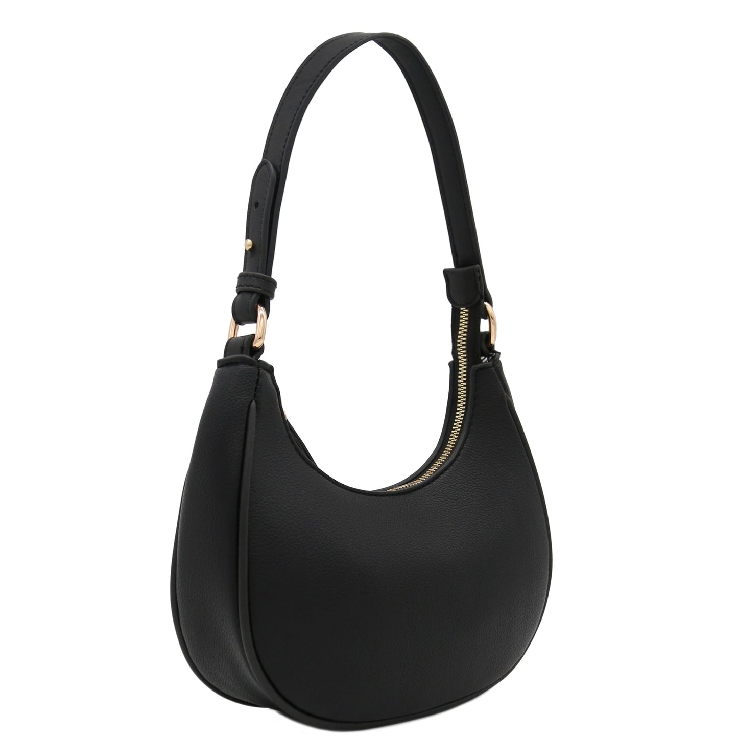 FashionPuzzle Small Crescent Shoulder Bag Underarm Purse (Black)