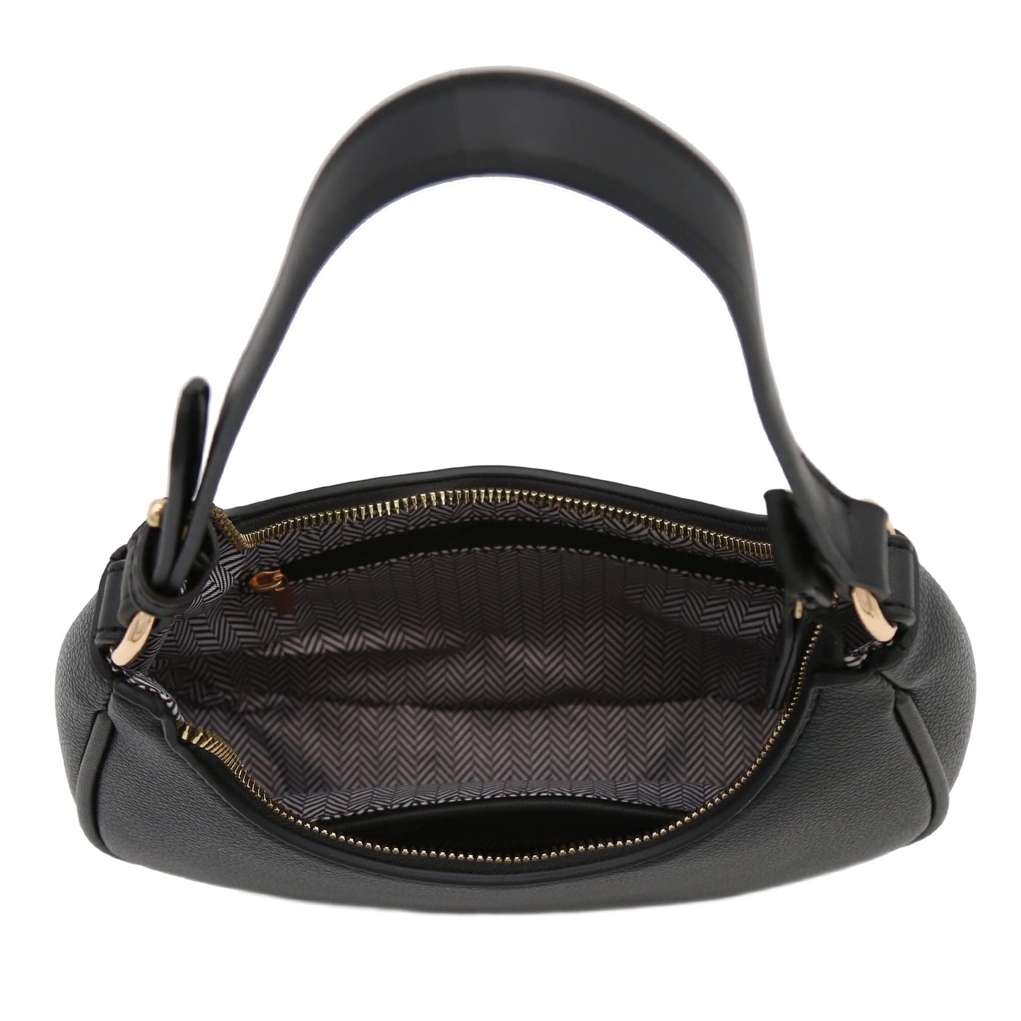 FashionPuzzle Small Crescent Shoulder Bag Underarm Purse (Black)