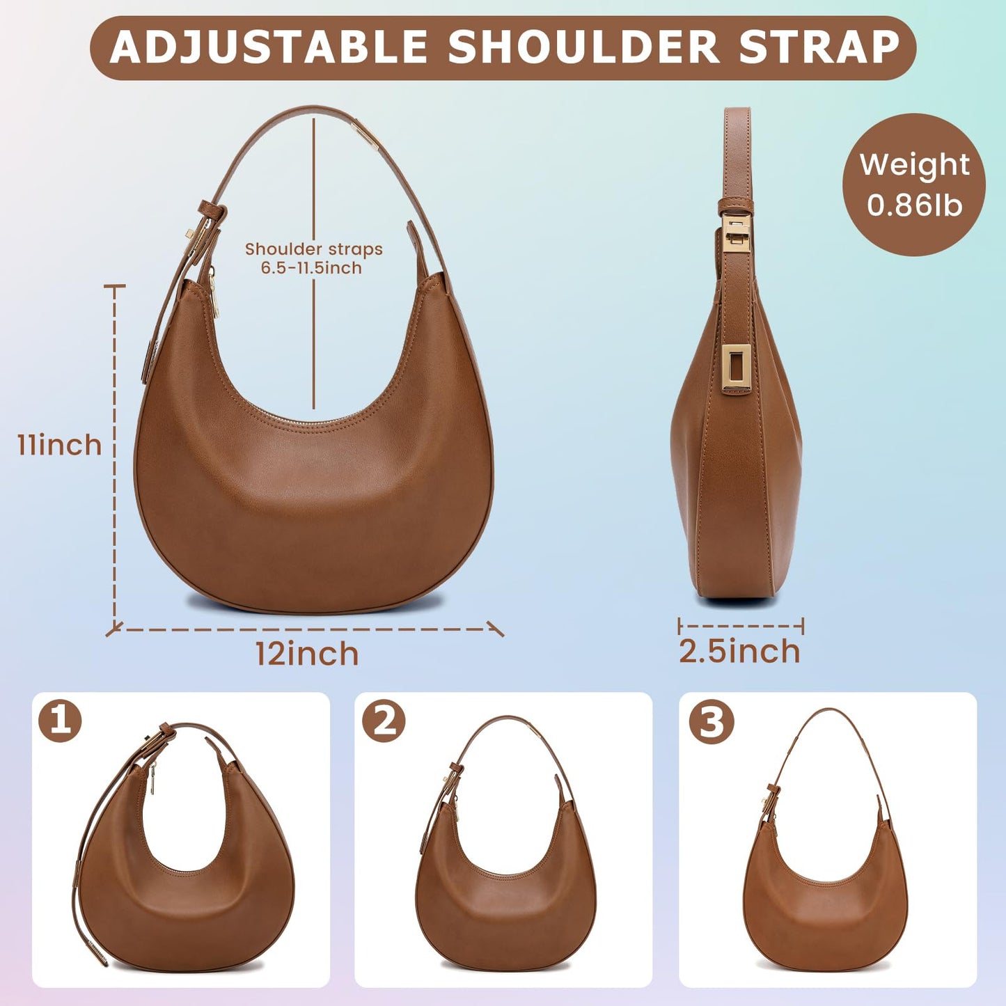 Hvjcez Womens Shoulder Bag Waterproof Leather Shoulder Handbags Clutch Purse Fashionable Casual Hobo Purses Cute Tote Top Handle Bags with Adjustable Strap Camel