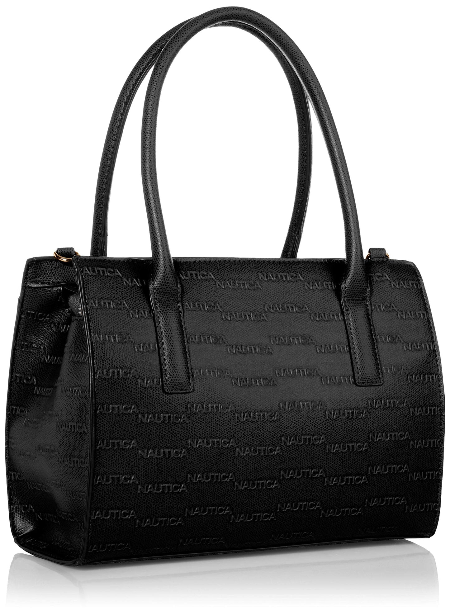 Nautica womens Sandy Jr. Top Handel Satchel With Removable Crossbody Strap, Black (Embossed Logo), One Size