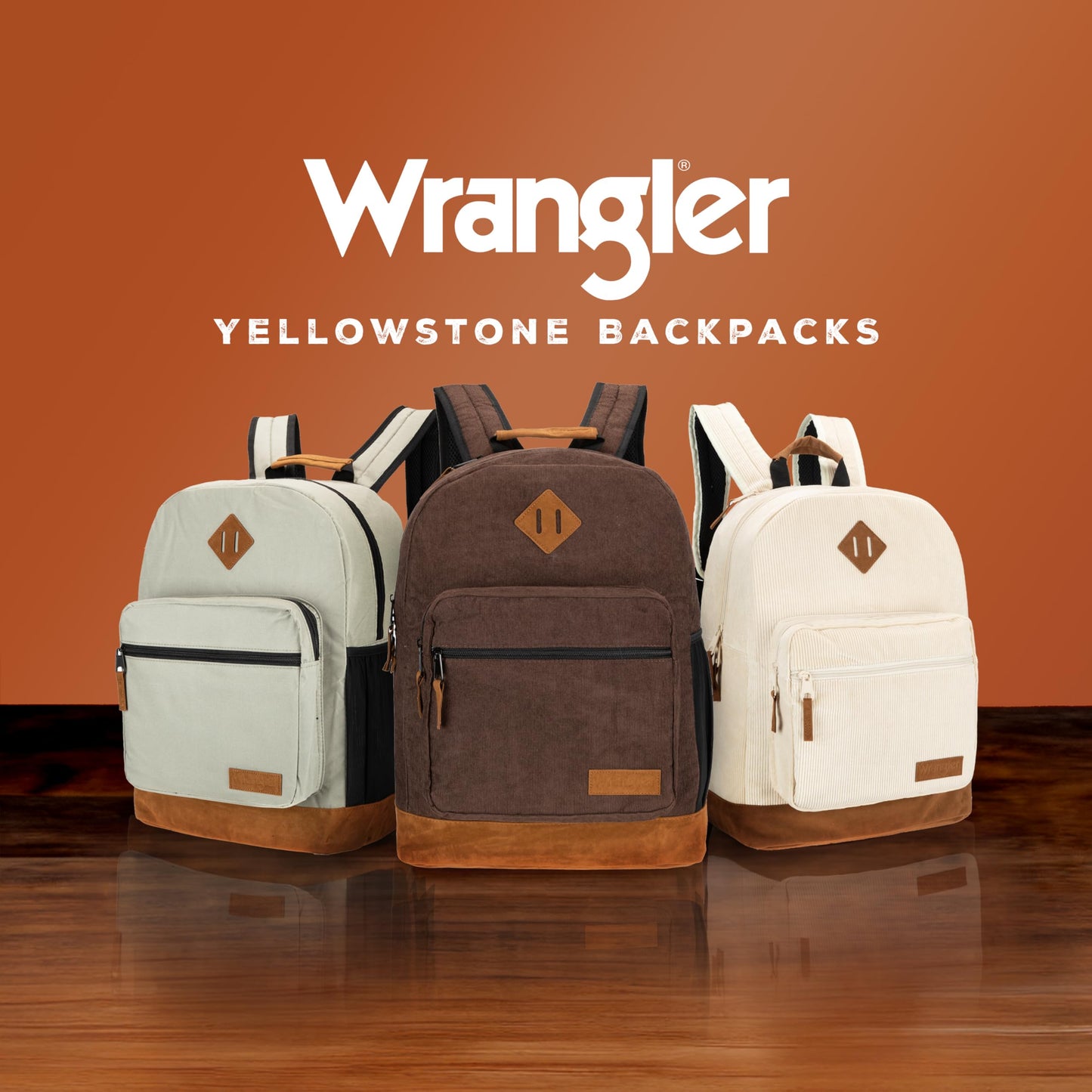 Wrangler Yellowstone Western-Style Backpack Coated Polyester Water Resistant Casual Daypack for Travel, Class, Everyday Use with Padded Laptop Notebook Sleeve (Coated Grey)